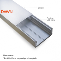 LED PROFIL 2m KOMPLET SIVI  LL-ALP002-R 150229