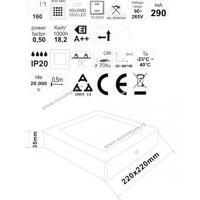 LED panel 18W NADGRADNI KVADRATNI 3000K ELS00880 BP04-31800