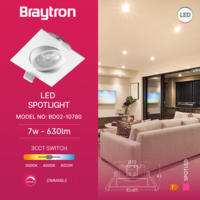 LED ROZETNA 7W 3CCT KVADRATNA BELA 3u1 TRI BOJE SVETLA SPOT SVETILJKA BD02-10780 Braytron