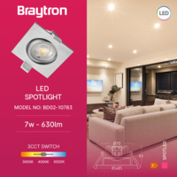 LED ROZETNA 7W 3CCT KVADRATNA SIVA 3u1 TRI BOJE SVETLA SPOT SVETILJKA BD02-10783 Braytron