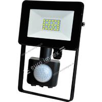 LED REFLEKTOR 20W SLIM CRNI SA SENZOROM 6500K IP65 ELR047