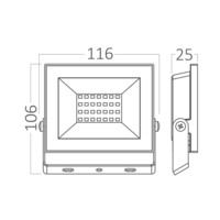 LED REFLEKTOR 20W SLIM 6500K IP65 CRNI BT66-02031 Braytron